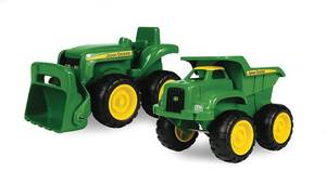 lot 11539 image: TOMY John Deere Sandbox Vehicle Set - Dump Truck and Tractor Toy - 6 Inch