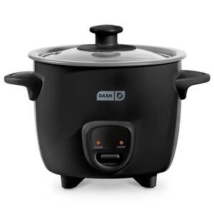 lot 11540 image: Dash Mini Rice Cooker, 2-Cup Removable Ceramic Nonstick Pot, Black (Used)