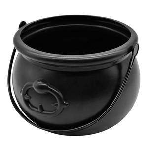 lot 11551 image: SpinLaLa 8 Plastic Black Cauldron Kettle Halloween Candy Bowl, Large Witch Cauldron Pot Bucket for Halloween Decorations Trick or Treat Party Supplies
