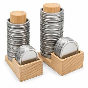 lot 11552 image: FVUILH Mason Jar Lid Organizer, 2 Pack Wood Holder for Regular & Wide Mouth