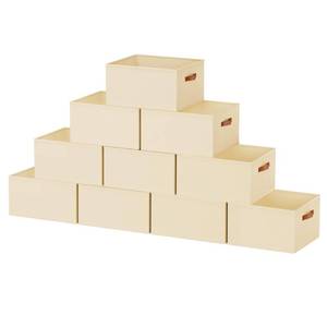 lot 11559 image: DIMJ 10 Pack Large Closet Storage Baskets Bins for Shelves, Collapsible Fabric Closet Organizers and Storage with Polyester Handles, Decorative Baskets for Organizing Clothes, Linen Closet 16x12x10