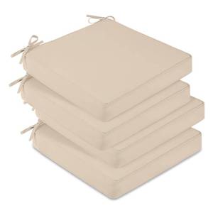 lot 11561 image: downluxe Waterproof Outdoor Chair Cushions Set of 4, 19 x 19 x 3 Patio Chair Cushion with Non-Slip Ties & Handle, Square Outdoor Cushion for Patio Furniture with Removable Cover, Beige