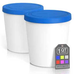 lot 11563 image: BALCI Ice Cream Containers - 2 Pack 1 Quart Tubs (Blue)