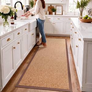 lot 11564 image: YDKGL Kitchen Runner Rug Non Slip Hallway Runner Entryway Mat Brown 2x6 ft