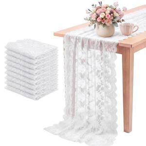 lot 11568 image: Newwiee 10 Pcs Lace Table Runner Floral,White,31.5x120,Classic