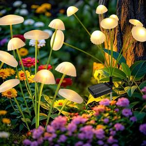lot 11569 image: SEEWELUMI Solar Garden Lights Outdoor, 2Pack Solar Lights Garden Decor, Swaying Mushroom Lights Waterproof for Yard, Patio,Pathway Decoration,Gifts for Women,Mom(Warm White) (Used)
