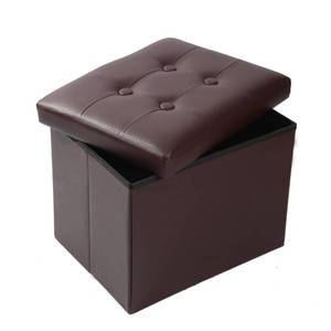 lot 11571 image: ALASDO Storage Ottoman Footrest Stool Small Ottoman with Storage Foldable Ottoman Leather Foot Rest Footstool Bench for Living Room 17x13x13inches Brown
