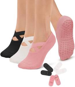 lot 12009 image: Diu Life 3 Pack Pilates Socks Yoga Socks with Grips for Women Non Slip, Workout, Pure Barre, Ballet, Dance, Hospital Socks