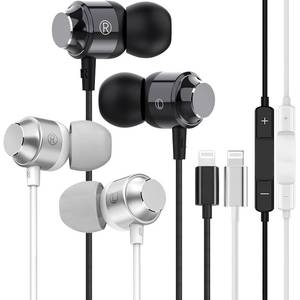 lot 12011 image: (2Pack) Wired Headphones for iPhone Earbuds with Lightning Plug  Mic Volume Control HiFi Stereo Noise Cancelling  Earphones for iPhone 14 13 12 11 Pro Max PlusXRXSX