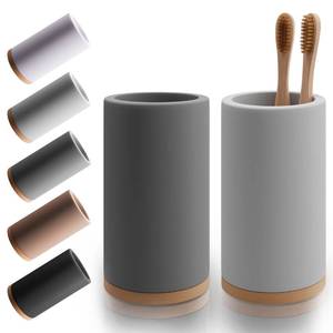 lot 12034 image: Matani Bamboo Toothbrush Holder Diatomite Tooth Brush Organizer - Storage Stand for Small Bathroom & Counter - Removable Base & Drain Holes, Water-Absorbent & Quick-Drying (Grey & Light Grey) (White)