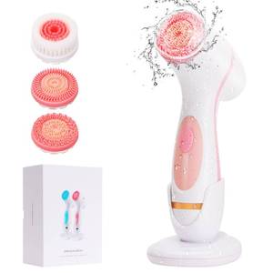 lot 12045 image: Facial Cleansing Brush, Waterproof Dual-Rotation Face Scrubber Exfoliator with 3 Brush Heads and 2 Adjustable Speeds, Rechargeable Exfoliating Face Brushes for Cleansing and Skin Care (Pink)
