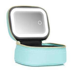 lot 12418 image: Mini Makeup Bag with Led Mirror, Small Travel Make up Bag 3 Light Modes Adjustable Brightness, for Women Organizer Cosmetic Bag, Portable Travel Train Toiletry Bag, for Pool Parties Work Touch-Ups