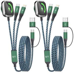 lot 12428 image: Travel Essentials for iPhone iWatch Charger 3 in 2 USB Cable, 2Pack 5FT