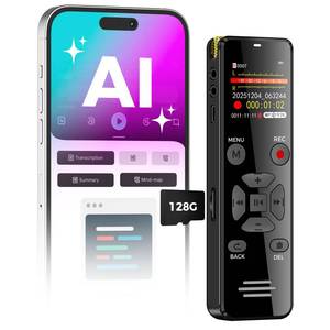 lot 12430 image: YIVIDA AI Digital Voice Recorder 128GB, Transcribe Summarize AI Note Taker