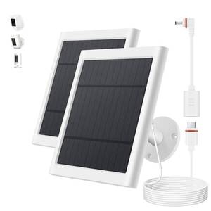 lot 12433 image: Solar Panel for Ring Camera, 2 Pack 4W Solar Charger with 10FT Cable, USB-C to Barrel Plug Adapter, Compatible with Ring Stick Up Cam BatteryPro, Spotlight Cam BatteryPlusPro, Reolink Argus Pro