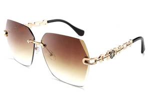 lot 12437 image: FEISEDY Classic Rimless Sunglasses Women Metal Frame Diamond Cutting Lens Sun Glasses B2567