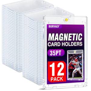 lot 12451 image: BURVAGY 12ct 35pt Magnetic Card Holder Case Sleeves One Touch Card Holders