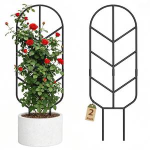 lot 19703 image: 2 Pack 30 Large Metal Plant Trellis for Climbing Plants, Tall Plant Support for Indoor & Outdoor Use, Modern Decorative Trellis for Potted Plants (2 Pack)