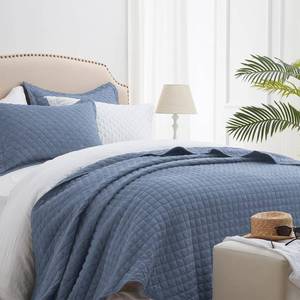 lot 19722 image: SunStyle Home Queen Quilt Bedding Set, Lightweight Summer Bedspreads,Blue
