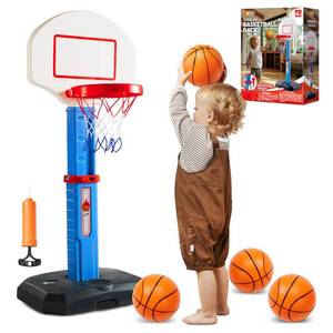 lot 19728 image: JOYIN Toddler Basketball Hoop Indoor, Adjustable Basketball Goal for Kids with 4 Balls, Game Toys for Playroom Pool Outdoor, Birthday Gift for Baby Boys Girls Age 1 2 3 4 - Air Pump Included