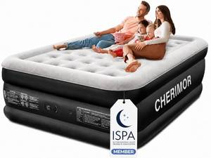 lot 19731 image: CHERIMOR Queen Air Mattress with Built-in Pump 18in, Upgraded 40 Air-Coil