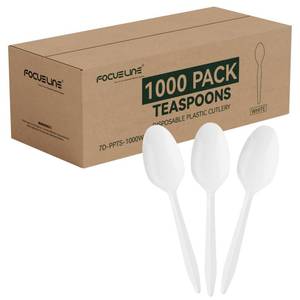 lot 19733 image: FOCUSLINE 1000 Pack Plastic Teaspoons White, Disposable Spoons Bulk, Heat Resistant Disposable Spoons for Take out Restaurants, Family Gatherings, Outdoor Activities