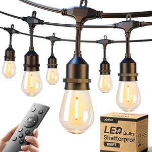 lot 19735 image: addlon 100FT Outdoor String Lights with Remote Dimmable Waterproof Patio
