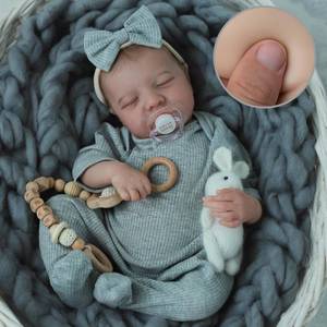 lot 19742 image: SCOM Realistic Reborn Baby Dolls - 18 Inch Real Life Baby Girl with Accessories, Silicone Style Handmade Doll with Weighted Body, Lifelike Newborn Sleeping Baby with Full Vinyl for Kids Age 3 Gift
