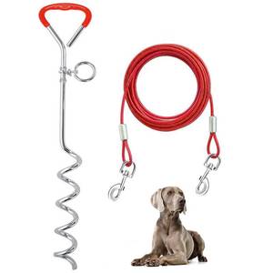 lot 19759 image: Supet Dog Tie Out Cable and Stake 321610 ft Outdoor, Yard and Camping, for Medium to Large Dogs Up to 125 lbs, 16 Stake, 321610 ft Cable with Durable Spring and Metal Hooks for Outdoor