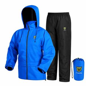 lot 19765 image: TIDEWE Rain Suit, Waterproof Breathable Lightweight Rainwear (Blue Size M)