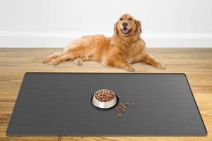 lot 19780 image: 48 x 32 XXXL Largest Pet Food Mat, Silicone Dog Mats for Food and Water, Nonslip Pet Feeding Mats for Floors,Dog Cat Bowl Mat with Raised Edges, Dark Gray