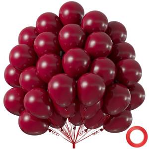 lot 20338 image: 50pcs Burgundy Balloons 12 Inch, Premium Thick Matte Maroon Wine Red Latex Balloon with Ribbon & Glues for Graduation 2026, Boho Wedding, Fall Thanksgiving Party Decorations