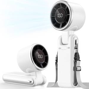 lot 20344 image: Bearwind Portable Handheld Turbo Fan - 5 Gear High Speed 4000mAh Rechargeable Mini Personal Hand Fan Blow Cold Air, Battery Operated Travel Essentials, Beach Vacation, Gifts for Women, Men (White)
