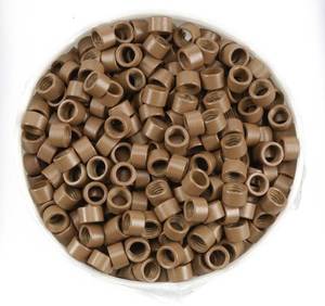 lot 20345 image: Non-Slicone Screw Thread Micro Ring Beads for Hair Extensions Applications 5 Color Optional (1000Pcs, Light Brown)