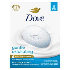 lot 20361 image: Dove Beauty Bar Soap For Soft  Smooth Skin  Gentle Exfoliating  Gently Renews Skin  3.75 oz 8 Bars