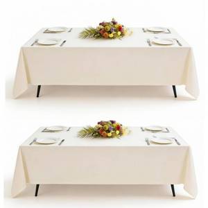 lot 20366 image: Goodluck 2 Pack Ivory Rectangular Tablecloth 60 x 102 Inch, Washable Table Cover for Dining, Events, Restaurants, Parties, Banquets, Weddings, Birthdays, Anniversaries