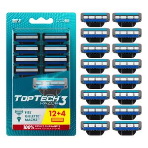 lot 20387 image: Razor 3 for Men - Replaceable Cartridges for Manual Shaving Razor - 3-Blade Technology Refills - Fits Gillette Mach3 - Soft Shave Sharp Blades - Cost-effective Refill (12 refills)