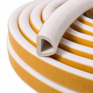 lot 20393 image: White EPDM D Profile Weather Stripping Door Seal, Self-Adhesive Door Weather Stripping & Window Seal Strip, 516 Wide x 14 Thick x 17 Long