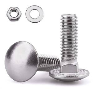 lot 20397 image: 38-16 x 1-12 Carriage Bolts Kits, Grade A2-70, 304 Stainless Steel Carriage Screws with Hex Nuts and Washers, Round Head Square Neck, Coarse Thread, 8 Sets