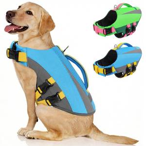lot 20400 image: Queenmore Large Dogs Life Jackets with High Buoyancy and Rescue Handle, 2XL Dog Life Vest for Swimming Pool Beach Boating, High Reflective Pet Preserver for Swimming, Blue, 2XL