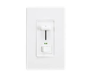 lot 20402 image: Cloudy Bay in Wall Dimmer Switch with Green Indicator,for LED LightCFLIncandescent, Single Pole &3-Way Dimmable Slide,600 Watt max,Cover Plate Included,White,UL Listed