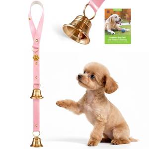 lot 20404 image: FOLKSMATE Leather Dog Door Bells for Potty Training, Big Brass Puppy Dog Door Bells Extra Loud for Dogs Training, Housebreaking, Door Knob, Dog Bell to Ring to Go Outside Puppy Pet Supplies Pink