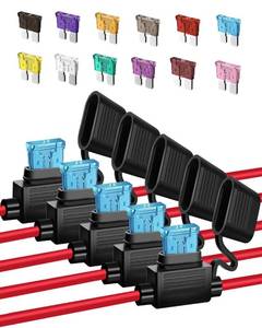 lot 20405 image: Riseuvo 5 Pack 12 AWG Inline Fuse Holder with 60 Pcs ATCATO Blade Fuses
