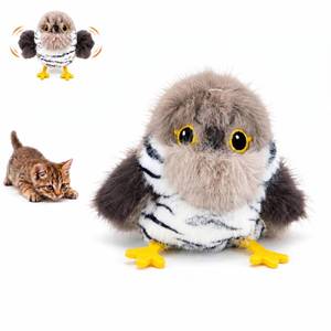 lot 20406 image: Flapping Bird Cat Toy, Cuckoo Plush Touch Activated Bird Chirp Cat Toy with Refillable Catnip, USB Rechargeable Interactive Kitten Exercise Toy,4.92(No Flying) (No Charger)