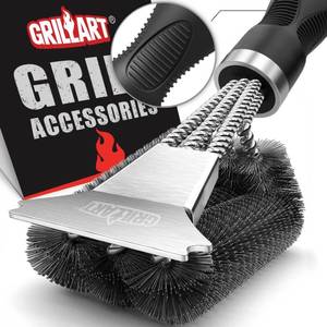 lot 20407 image: GRILLART Grill Brush, 18 Extra-Strong Handle, BBQ Cleaner with Scraper