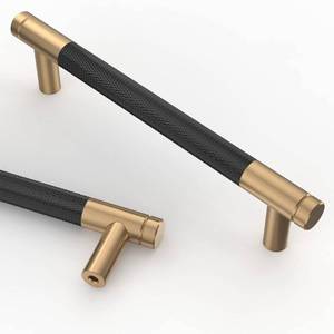 lot 20411 image: Asidrama 2 Pack 5 Inch(128mm) Matte Black and Champagne Bronze Cabinet Pulls Knurled Cabinet Handles Cupboard Handles Kitchen Cabinet Hardware for Cupboard Drawer Pulls