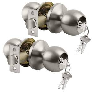 lot 20432 image: BESTTEN 2 Pack Keyed Differen Entry Door Knob with Lock, Satin Nickel