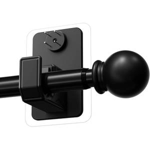lot 20433 image: PeSenp No-Drill Curtain Rod with Adhesive & Pin-Nail Mount System - Renter Friendly & Minimal Wall Damage, 58 Diameter Adjustable Rod for Windows 66 to 120 Inch, Black (Open Box, May Be Missing Pieces)