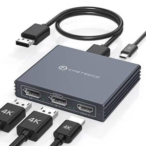 lot 20436 image: USB C to HDMI  Displayport Splitter 3 Monitors with 100W PD Charging Thunderbolt to HDMI DP Splitter 1 in 3 Out Multiple Monitors Extended Display Hub for Converter Compatible with Laptop, PC