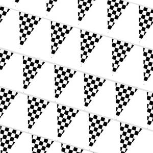 lot 20438 image: MAQIHAN 98ft Checkered Flag Banner - Black and White Racing Pennant Decor